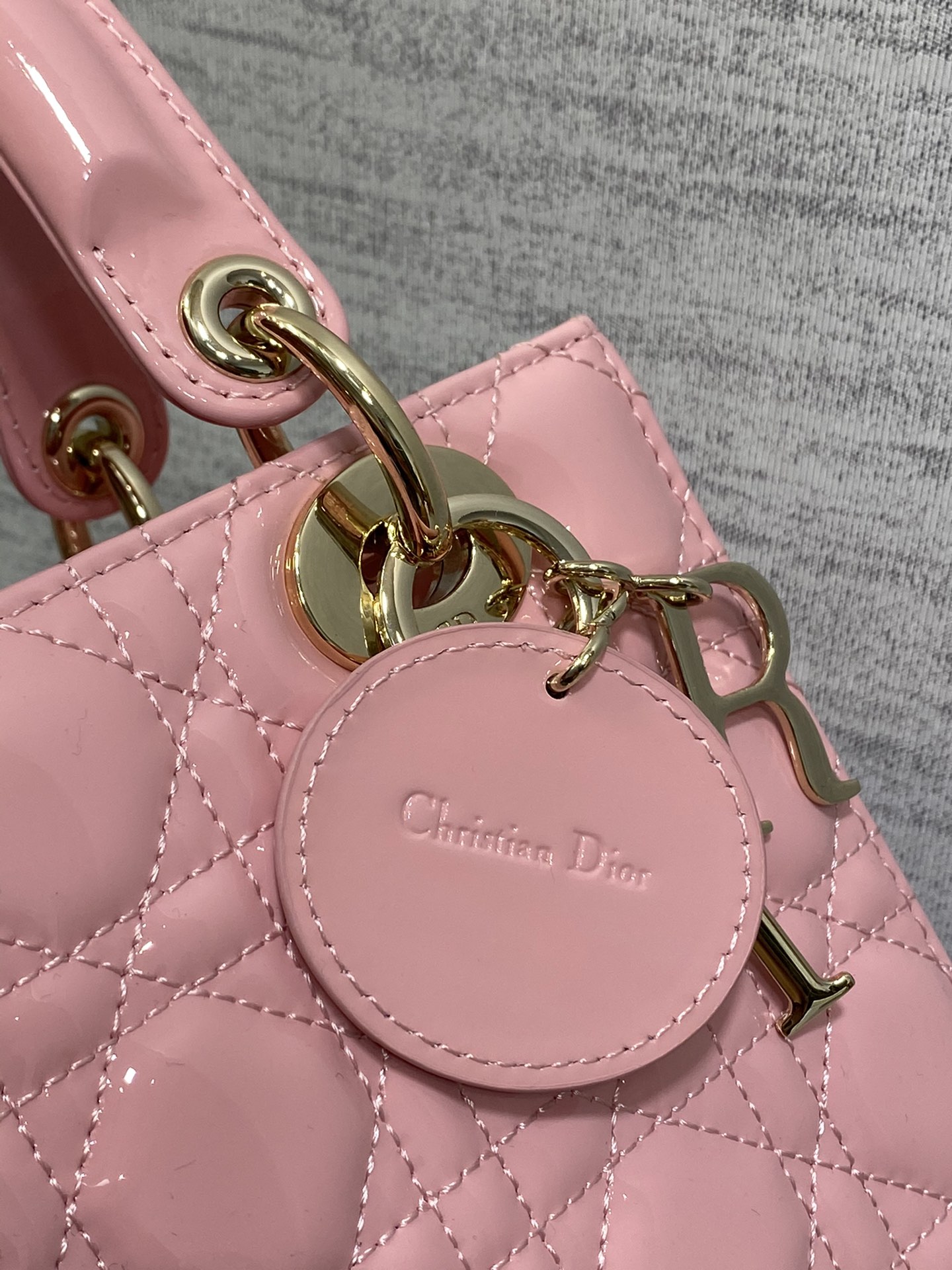 Small Lady Dior Bag Pink Patent Cannage Calfskin